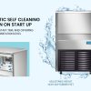 POLYCOOL Commercial Automatic Ice Cube Maker, Free Standing Stainless Steel Ice Machine, 410 Grade