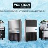 POLYCOOL 60KG/24H Commercial Automatic Ice Cube Maker, Stainless Steel Machine, Undercounter Design