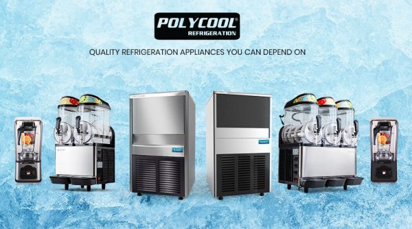 POLYCOOL 60KG/24H Commercial Automatic Ice Cube Maker, Stainless Steel Machine, Undercounter Design
