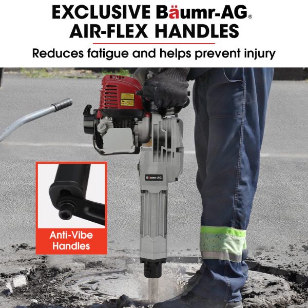 Baumr-AG 4 Stroke Petrol Jackhammer, with 2 Chisels, Carry Bag