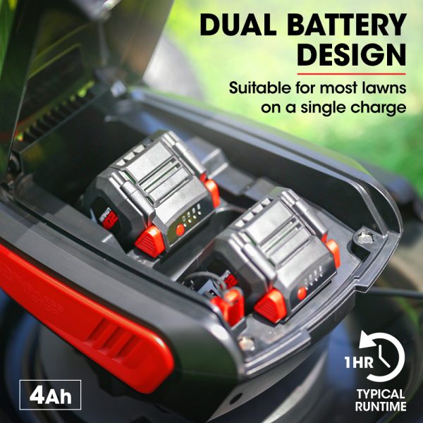 BAUMR-AG 19 Inch Electric Cordless Lawn Mower Kit Battery Powered w/ 2x 4.0Ah Lithium Batteries