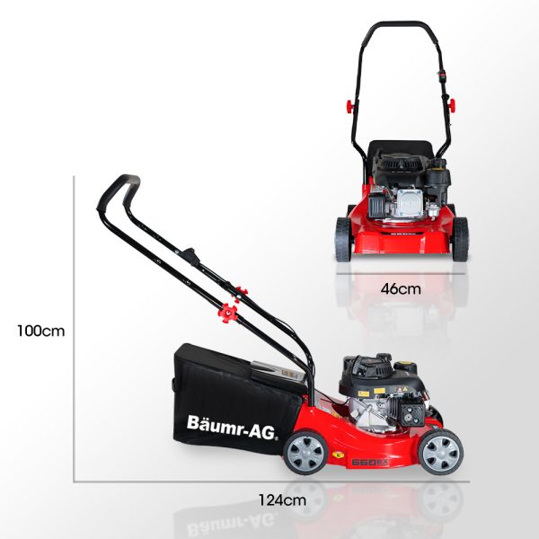 Baumr-AG 139cc Lawn Mower 4-Stroke 16 Inch Petrol Lawnmower Hand Push Engine 35L Catcher