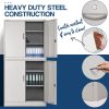 FORTIA 4-Door Steel Stationery Cabinet, Cam Locks, Shelves, Grey