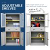 FORTIA 4-Door Lockable Steel Stationery Storage Cabinet, Display Windows, 2 Drawers, Grey