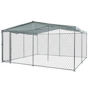 NEATAPET 3x3m Dog Enclosure Pet Playpen Outdoor Wire Cage Puppy Fence with Cover Shade