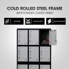 FORTIA 12-Door Metal Storage Locker Cabinet Gym Office Lockers Compartment, Black & Light Grey