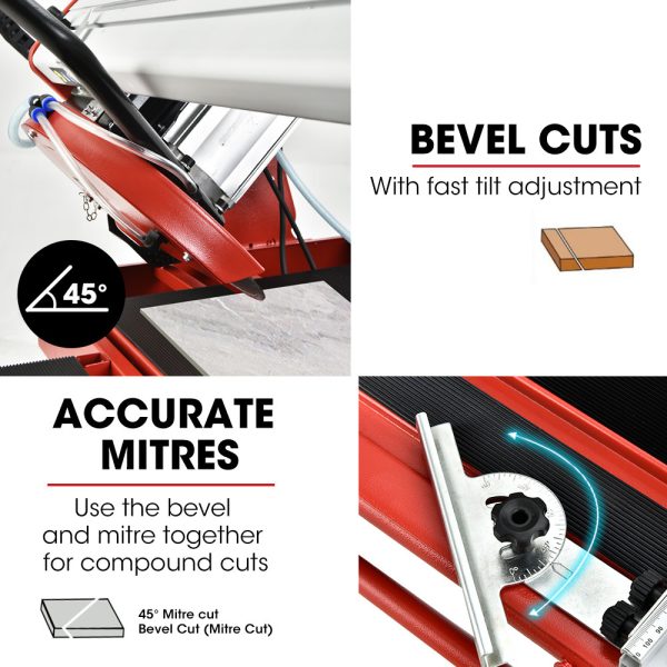 BAUMR-AG 1500W Electric Tile Saw Cutter with 300mm (12″) Blade, 920mm Cutting Length, Side Extension Table