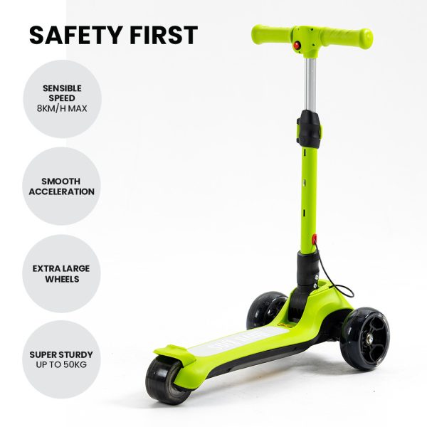 ROVO KIDS 3-Wheel Electric Scooter, Ages 3-8, Adjustable Height, Folding, Lithium Battery, Green