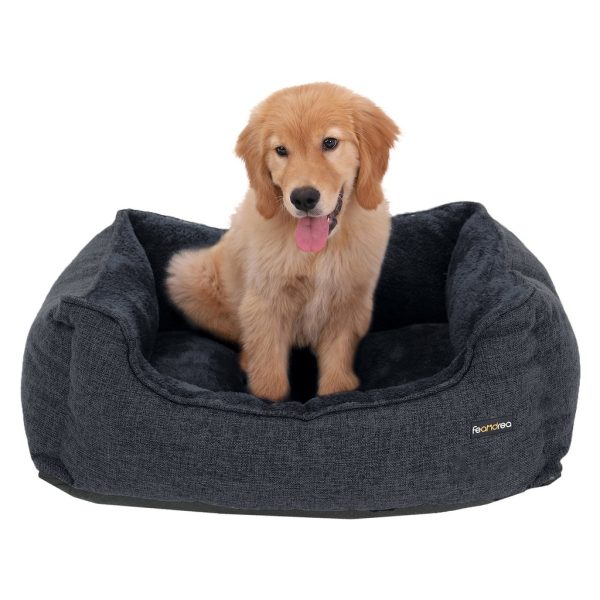 FEANDREA 70cm Dog Sofa Bed with Removable Washable Cover Dark Grey
