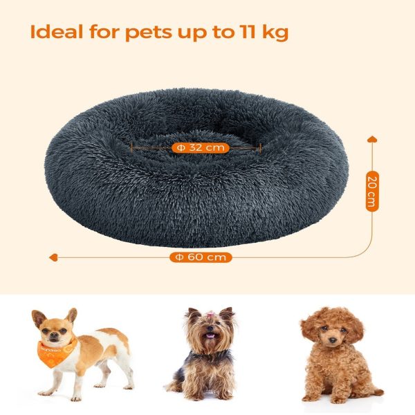 FEANDREA 60cm Dog Bed with Removable Washable Cusion Dark Gray