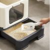 Feandrea Cat Litter Tray with Lid and Door Beige and Black PPT001W01