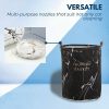 GOMINIMO Laundry Basket Round Foldable (White Grey Marble) HM-LB-101-YX