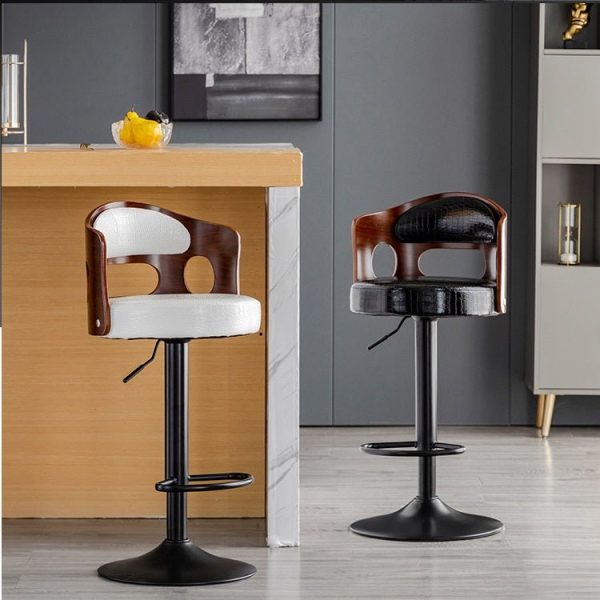 Bar Stools Kitchen Bar Stool Leather Barstools Swivel Gas Lift Counter Chairs- Black