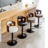 BS5105-BLACKBar Stools Kitchen Bar Stool Leather Barstools Swivel Gas Lift Counter Chairs- White