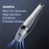 5000Pa Handheld Cordless Car Vacuum Cleaner Powerful Suction Portable Mini Home Wet Dry