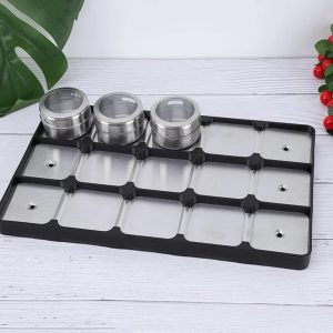 Magnetic Spice Jars Containers Spice Tins Wall Mounted Stainless Steel Base New