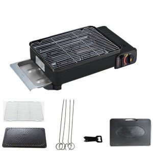 Portable Gas Stove Burner Butane BBQ Camping Gas Cooker With Non Stick Plate without Fish Pan and Lid