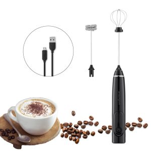 USB Charging Electric Egg Beater Milk Frother Handheld Drink Coffee Foamer AU with 2 Stainless Steel Whisks