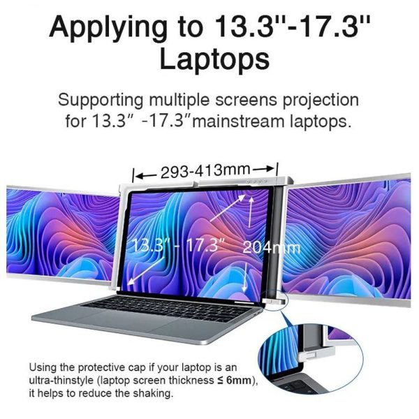 13.3 Inch FOPO Triple Portable Monitor 1080P FHD IPS Triple Monitor Laptop Screen Extender for 13.3″-17.3″ Laptops