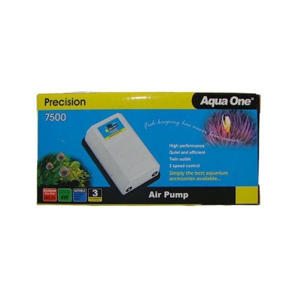 Aqua One Air Pump with Twin Outlet – 7500, 360 L/H for Efficient and Energy-saving Oxygenation of Tanks