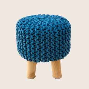 Kids Hand Knitted Cotton Braided Foot Rest Sitting Stool Ottoman
