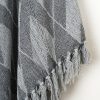 Soft Cotton Handloom Bed & Sofa Throw Blanket Plaid Pattern Grey