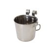 YES4PETS 2.8L Stainless Steel Pet Parrot Feeder Dog Cat Bowl Water Bowls Flat Sided Bucket with Riveted Hooks