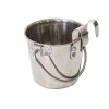 YES4PETS 2 x 1.9L Stainless Steel Pet Parrot Feeder Dog Cat Bowl Water Bowls Flat Sided Bucket with Riveted Hooks