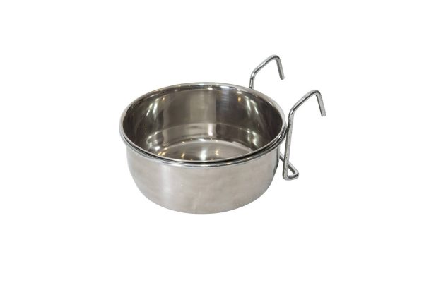 YES4PETS 2 x Stainless Steel Pet Rabbit Bird Dog Cat Water Food Bowl Feeder Chicken Poultry Coop Cup 591ml