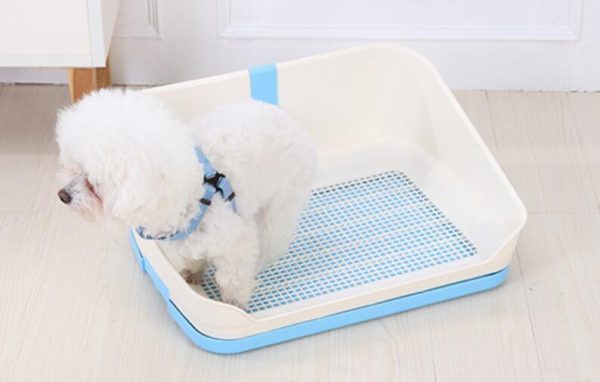 YES4PETS Medium Portable Dog Potty Training Tray Pet Puppy Toilet Trays Loo Pad Mat With Wall Blue
