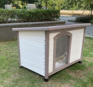 YES4PETS M Timber Pet Dog Kennel House Puppy Wooden Timber Cabin With Stripe White