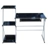 YES4HOMES Metal and Tempered Glass Computer Desk Laptop Writing Desk Gaming Table with Storage Shelves
