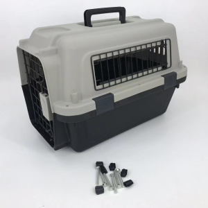 Medium Portable Pet Dog Cat Carrier Travel Bag Cage House Safety Lockable Kennel Grey