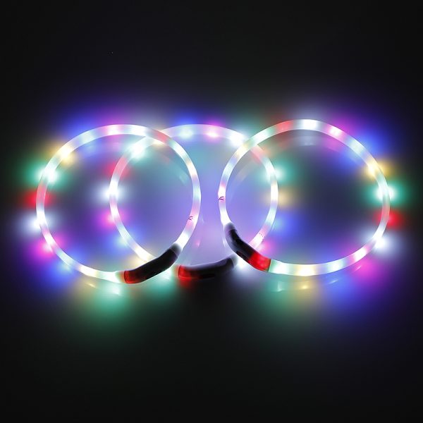 YES4PETS Small 40CM LED Dog Collar USB Rechargeable Night Glow Flashing Light Up Safety Pet Collars