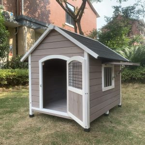 XL Timber Pet Dog Kennel House Puppy Wooden Timber Cabin With Door Grey