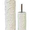 YES4HOMES Gloss White  Ceramic Bathroom Accessories Set Toilet Brush Paper Roll Holder