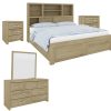 Gracelyn Queen Bed Frame Solid Wood Mattress Base With Storage Drawers – Smoke
