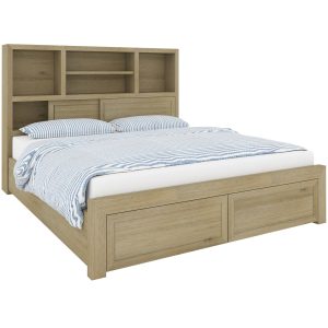 Gracelyn Queen Bed Frame Solid Wood Mattress Base With Storage Drawers - Smoke