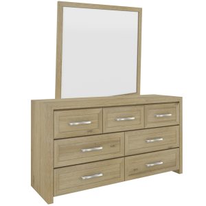 Gracelyn Dresser Mirror 7 Chest of Drawers Solid Wood Bedroom Cabinet – Smoke