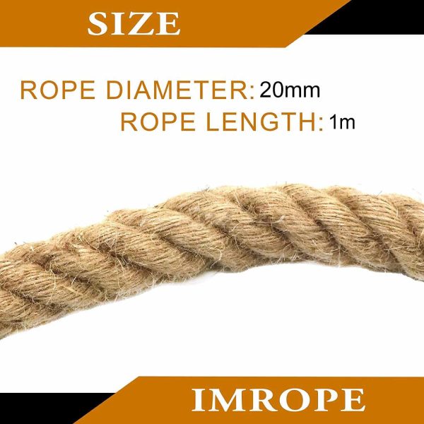 1m Sisal 20mm Rope Natural Twine Cord Thick Jute Hemp Manila  Crafting Home Decor