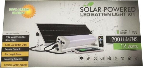 Solar LED Batten Light- 12W 1200Lumens