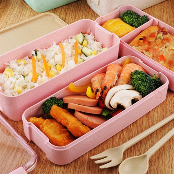 Cookingstuff 3-Layer Bento Box Students Lunch Box Eco-Friendly Leakproof 900ml Food Container