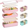 Cookingstuff 3-Layer Bento Box Students Lunch Box Eco-Friendly Leakproof 900ml Food Container