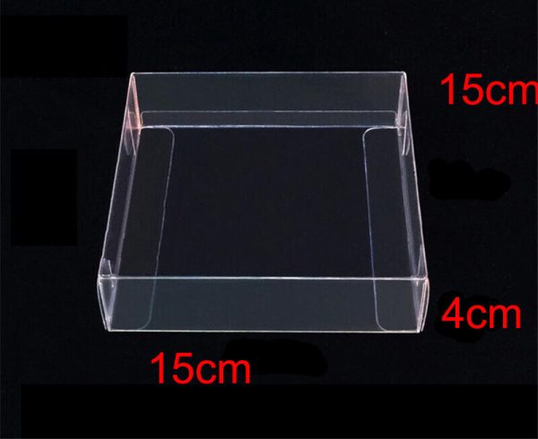 10 Pack of 15*15*4cm Clear PVC Plastic Folding Packaging Small rectangle/square Boxes for Wedding Jewelry Gift Party Favor Model Candy Chocolate Soap