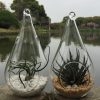 4 Pack of Hanging Clear Glass Tealight Candle Holder Tear Drop Pear Hour Glass Shape – 20cm High Terrarium Plant Mini Garden Holder D�cor Craft Gift