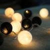 1 Set of 20 LED Black White 5cm Cotton Ball Battery Powered String Lights Xmas Gift Home Wedding Party Bedroom Decoration Outdoor Indoor Table Centrep