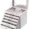SONGMICS Jewellery White Box with 6 Layers and 5 Drawers