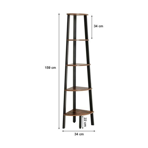 VASAGLE Corner Shelf 5-Tier Industrial Ladder Bookcase
