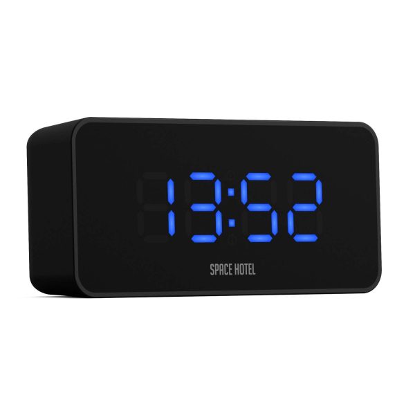 Newgate Space Hotel Hypertron Alarm Clock Black Case – Black Lens – Blue Led