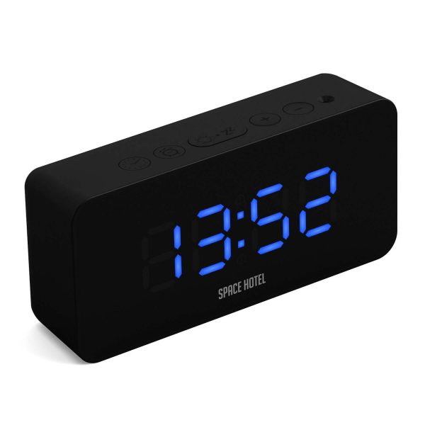 Newgate Space Hotel Hypertron Alarm Clock Black Case – Black Lens – Blue Led